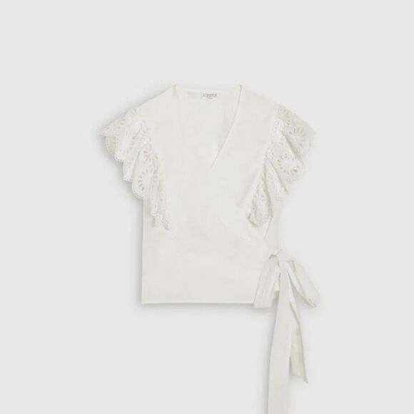 Claudie PIERLOT White Cotton Wrap Shirt - Picture 2 of 12